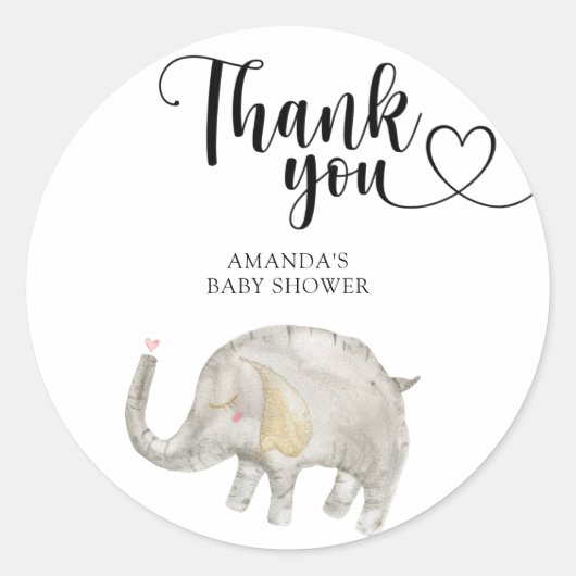 Dank u Waterverf Balloon Elephant Ronde Sticker (Voorkant)