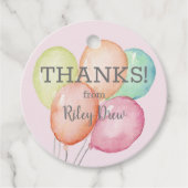 Dank u Waterverf Balloons Roze Bedankjes Labels (Voorkant)