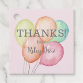 Dank u Waterverf Balloons Roze Bedankjes Labels (Voorkant)