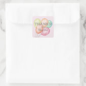 Dank u Waterverf Balloons Roze Vierkante Sticker (Tas)
