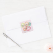 Dank u Waterverf Balloons Roze Vierkante Sticker (Envelop)