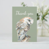 Dank u Waterverf Barn Owl Bird Natuur Art Bedankkaart (Staand voorkant)