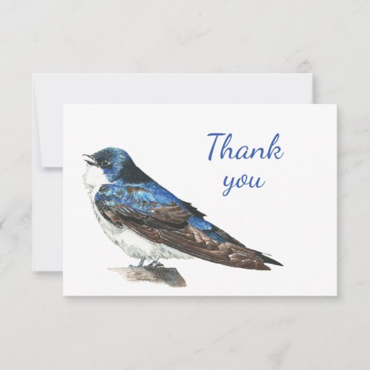 Dank u Waterverf Barn Swallow Natuur in het wild Bedankkaart (Voorkant)