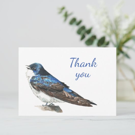 Dank u Waterverf Barn Swallow Natuur in het wild Bedankkaart (Staand voorkant)