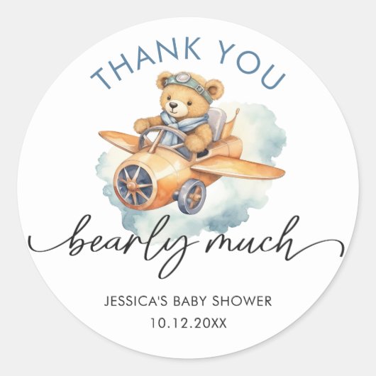 Dank u Waterverf Beary Schattige Baby Ronde Sticker (Voorkant)