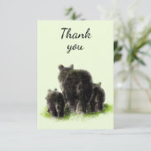 Dank u Waterverf Black Beer Animal Natuur Bedankkaart (Staand voorkant)