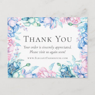 Dank U Waterverf Bloemen & Rustiek Hout Coupon Briefkaart