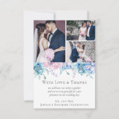 Dank u Waterverf Bloemenbruiloft 3-foto kaart (Voorkant)