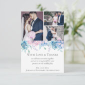 Dank u Waterverf Bloemenbruiloft 3-foto kaart (Staand voorkant)