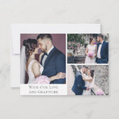 Dank u Waterverf Bloemenbruiloft 3-foto kaart (Voorkant)