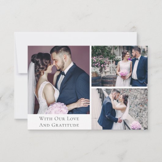 Dank u Waterverf Bloemenbruiloft 3-foto kaart (Voorkant)