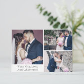 Dank u Waterverf Bloemenbruiloft 3-foto kaart (Staand voorkant)