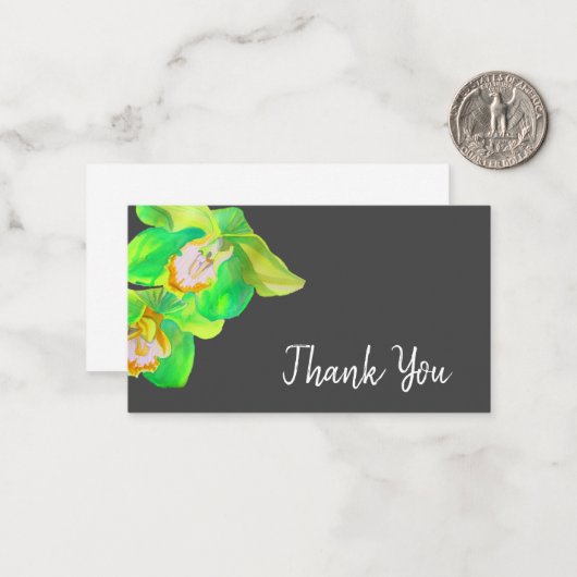 Dank u waterverf bloemenorchidee kunst notitiekaartje (Voorkant / Achterkant in situ)