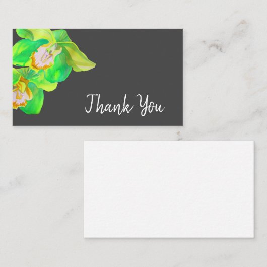 Dank u waterverf bloemenorchidee kunst notitiekaartje (Voorkant / Achterkant)