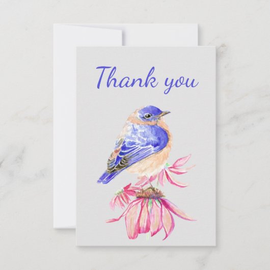 Dank u Waterverf Bluebird Garden Bird Natuur Bedankkaart (Voorkant)
