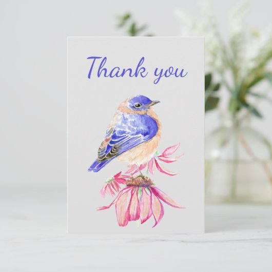 Dank u Waterverf Bluebird Garden Bird Natuur Bedankkaart (Staand voorkant)