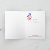 Dank u Waterverf Bluebird Schriftuur Vogelkunst Bedankkaart (Binnen)