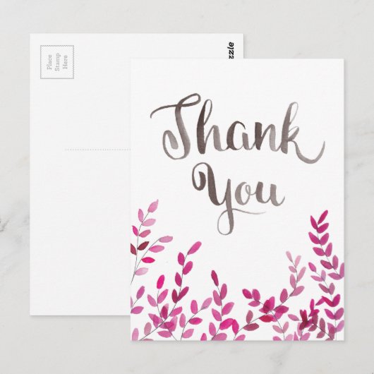 Dank u Waterverf Branches Briefkaart (Voorkant / Achterkant)