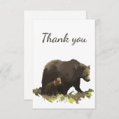 Dank u Waterverf bruin Beer en dop in het midden Bedankkaart (Voorkant / Achterkant)