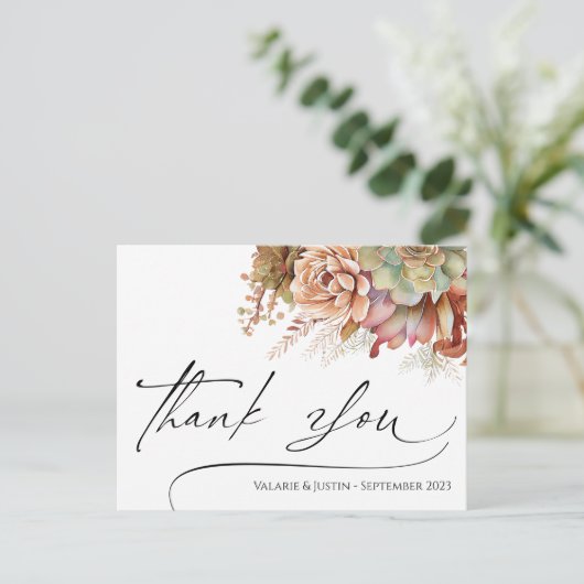 Dank u Waterverf Cactus Briefkaart (Staand voorkant)