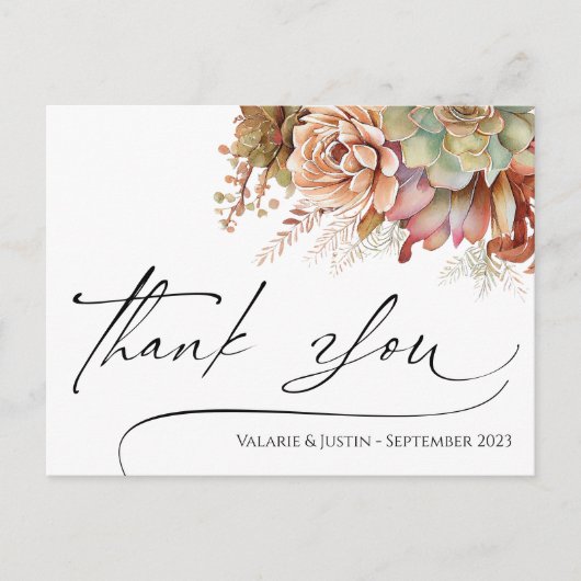 Dank u Waterverf Cactus Briefkaart (Voorkant)