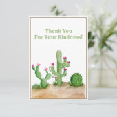Dank u Waterverf Cactus in woestijn Bedankkaart (Staand voorkant)