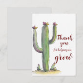 Dank u waterverf cactus voor leerkrachten (Voorkant / Achterkant)