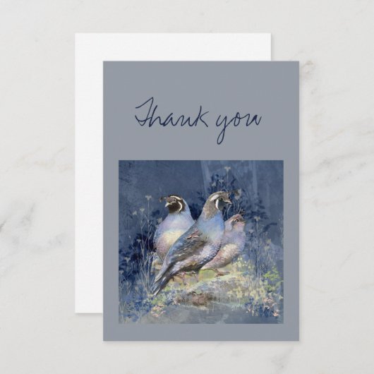 Dank u Waterverf California Quail Bird Natuur Bedankkaart (Voorkant / Achterkant)