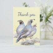 Dank u Waterverf California Quail Bird Natuur Bedankkaart (Staand voorkant)