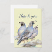 Dank u Waterverf California Quail Bird Natuur Bedankkaart (Voorkant / Achterkant)