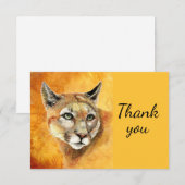 Dank u Waterverf Cougar Puma Mountain Lion Bedankkaart (Voorkant / Achterkant)