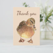 Dank u Waterverf Cursief Boerderij Duck Bird Bedankkaart (Staand voorkant)