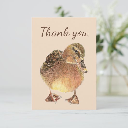 Dank u Waterverf Cursief Boerderij Duck Bird Bedankkaart (Staand voorkant)