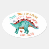 Dank u Waterverf Dinosaur Ovale Sticker (Voorkant)