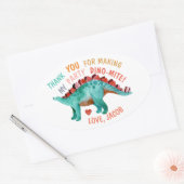 Dank u Waterverf Dinosaur Ovale Sticker (Envelop)