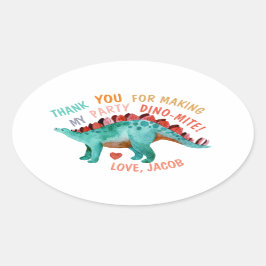 Dank u Waterverf Dinosaur Ovale Sticker