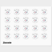 dank u waterverf dusty blue bloemen ronde sticker (Vel)