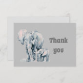 Dank u Waterverf Elephant Familie Bedankkaart (Voorkant / Achterkant)