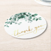 dank u Waterverf Eucalyptus Greenery Gold Ronde Kartonnen Onderzetter (Gebogen)
