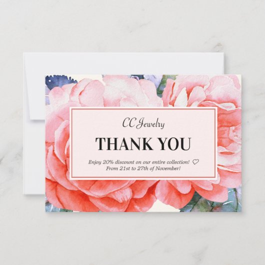 Dank u Waterverf Feminine Discount Kaart (Voorkant)