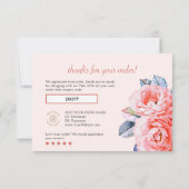 Dank u Waterverf Feminine Discount Kaart (Achterkant)