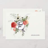 Dank u Waterverf Floral Bedankkaart (Voorkant / Achterkant)
