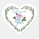 Dank u Waterverf Floral Blue Macaron Bakery Hart Sticker (Voorkant)