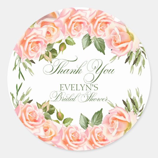 Dank u Waterverf Floral Garden Vrijgezellenfeest Ronde Sticker (Voorkant)