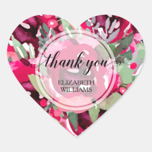 Dank u Waterverf Floral Hart Sticker