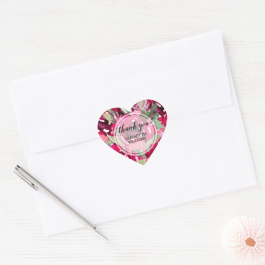 Dank u Waterverf Floral Hart Sticker (Envelop)