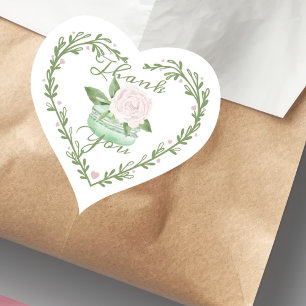 Dank u Waterverf Floral Mint Macaron Bakery Hart Sticker