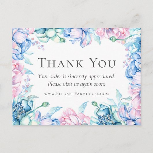 Dank u Waterverf Floral & Rustic Wood Coupon Briefkaart (Voorkant)