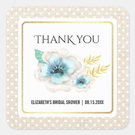 Dank u Waterverf Floral Vrijgezellenfeest Vierkante Sticker