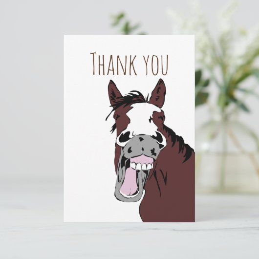 Dank u Waterverf Funny Horse Laugh Natuur Art Bedankkaart (Staand voorkant)